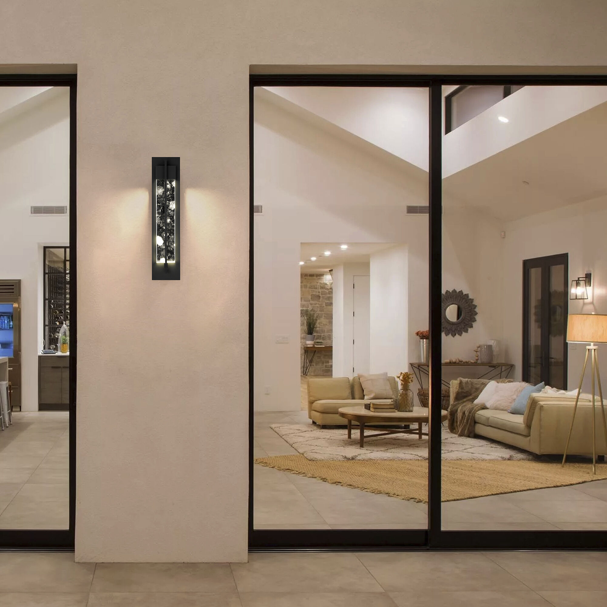 Rivera LED 26 inch Sand Black Outdoor Wall Sconce